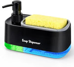 distributeur savon mousse double liquide moderne noir vert bleu mat opacité gant éponge grille