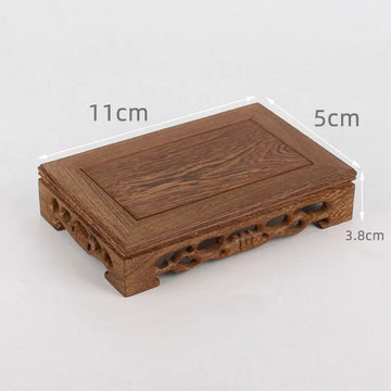 support présentation bois marron foncé figurines moines feng shui artisanal