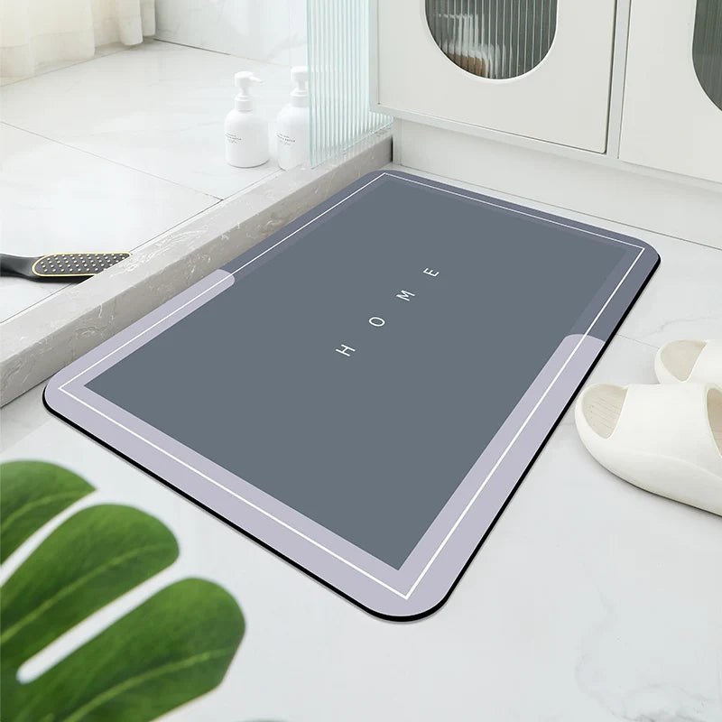 tapis sol moderne géométrique gris blanc antidérapant respectueux environnement salle bain