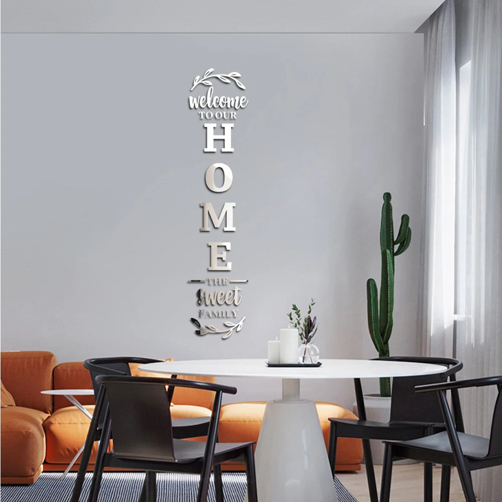 décoration murale moderne panneau sweet FAMILY adhésif blanc minimalisteintérieur salon chambre entrée