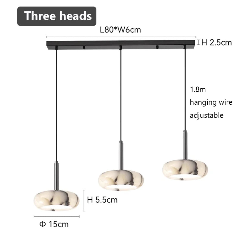 suspension lumineuse moderne pierre marbrée veines argentées semi translucide led 12w chambre salon