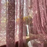 rideaux voilage dentelle florale romantique vintage rose fuchsia chambre