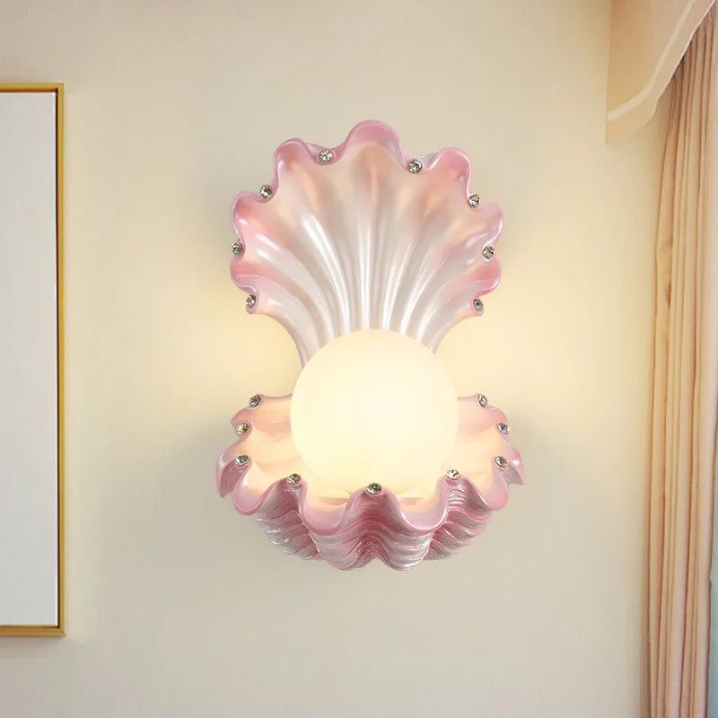 applique murale moderne or blanc rose pâle coquillage élégante chambre salle manger étude entrée
