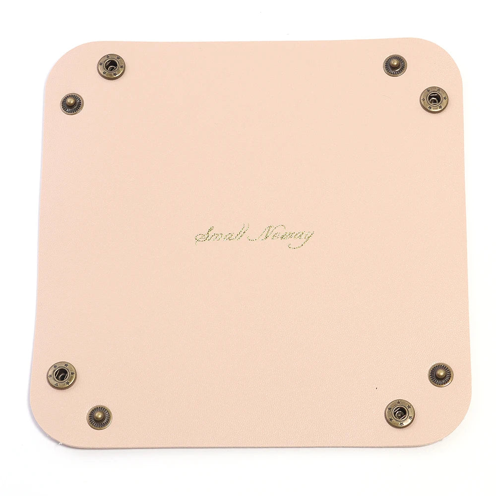 porte bijoux pliable simili cuir moderne bleu rose violet noir blanc minimaliste dorés 15x15cm