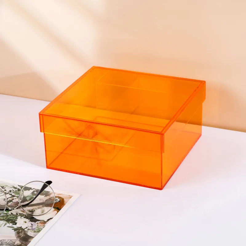 boîtes rangement transparentes réutilisables moderne vert bleu orange violet respectueux environnement pliables cosmétiques objets