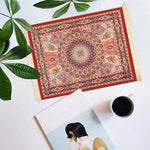 tapis floral bleu doré blanc résistant antiusure antirayures ethnique bohème rétro
