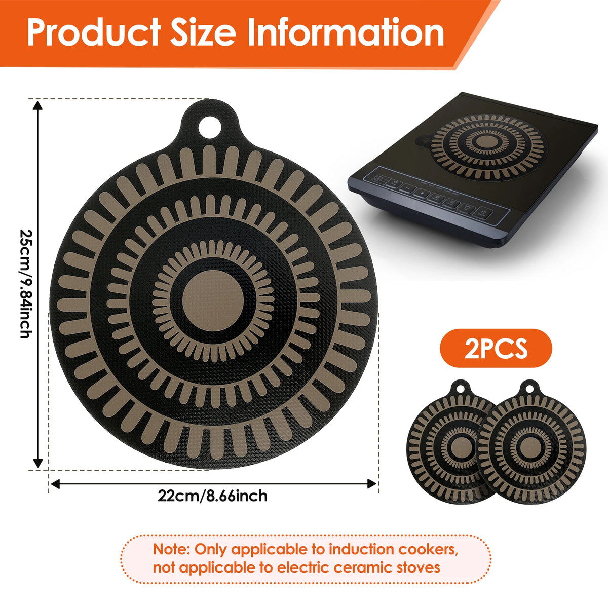 tapis protection silicone induction noir beige rayures moderne 25x22cm thermochromique