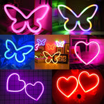néons lumineux papillon cœur rose bleu violet blanc moderne décoration anniversaire noël mariage chambre