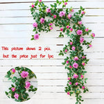 guirlande fleurs artificielles roses feuilles vertes extérieur accrochage naturelle rustique