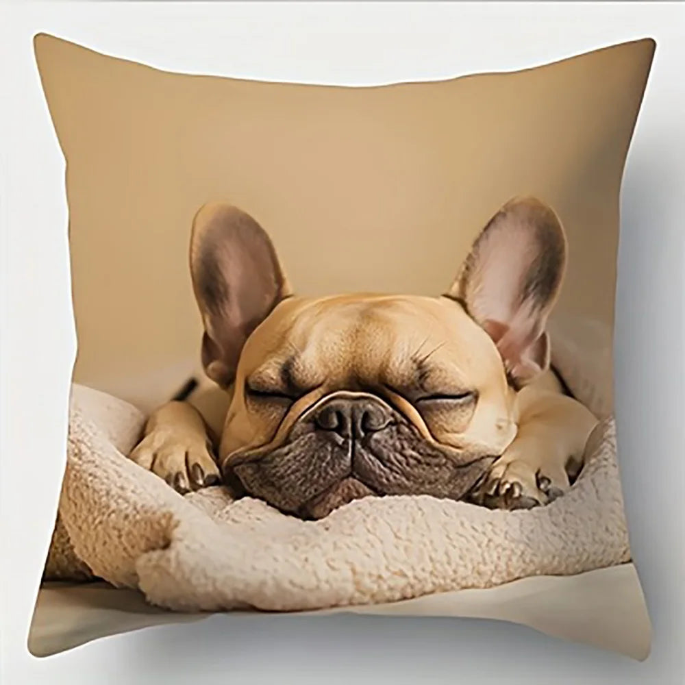 taies d'oreiller imprimées chien beige moderne taies d'oreiller décoratives polyester peachskin 45x45cm maison hospitalière