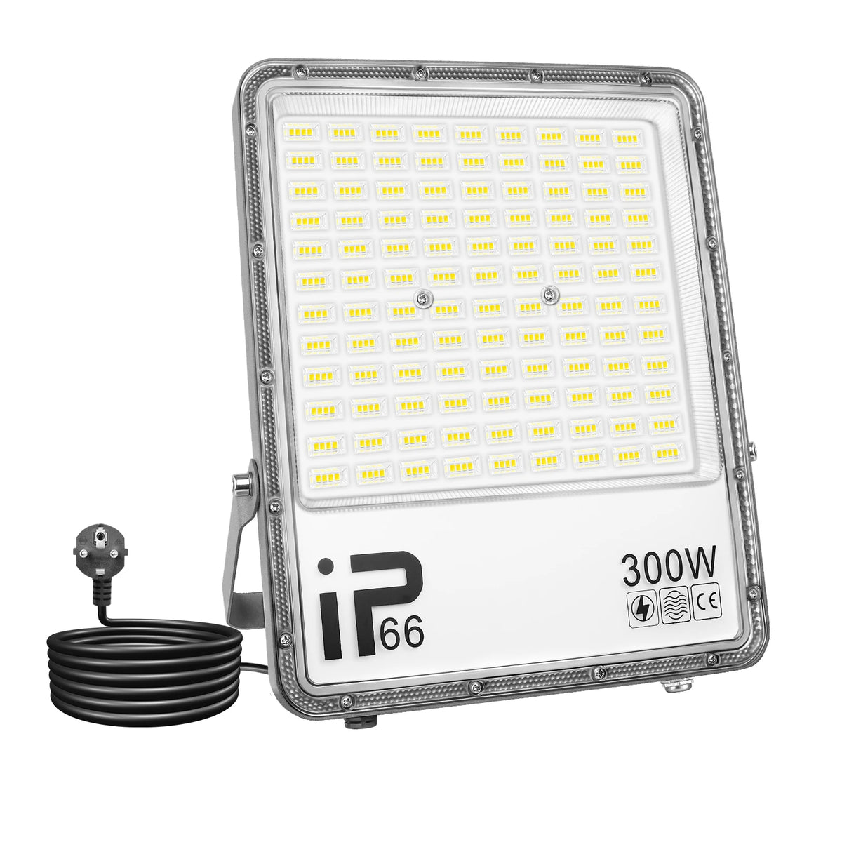 projecteur led moderne blanc ip66 230mm 275mm câble prise acextérieur