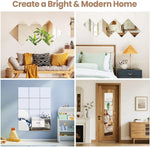 miroirs autocollants argentés modernes petits miroirs coller lisses opaques pack murs