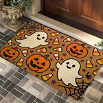 tapis d'entrée halloween citrouille fantôme décor maison orange noir tapis sol antidérapant