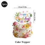 décoration fête anniversaire enfants guirlande happy birthday assiettes serviettes gâteau tasses bonbons floral papillons
