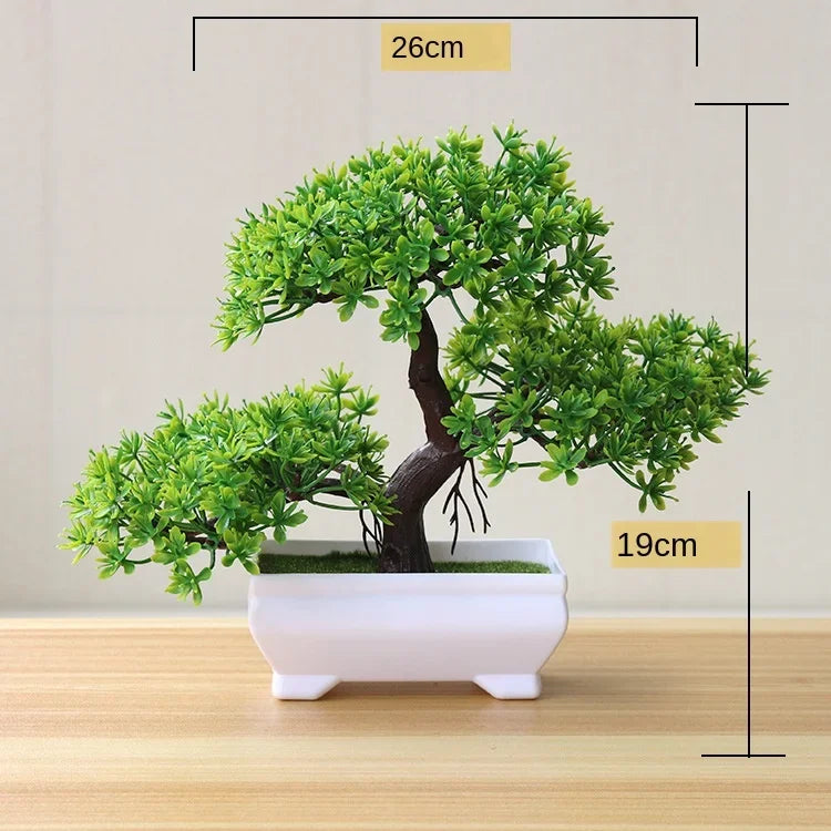 plante artificielle bonsaï miniature pot blanc décoration intérieur jardin maison vert