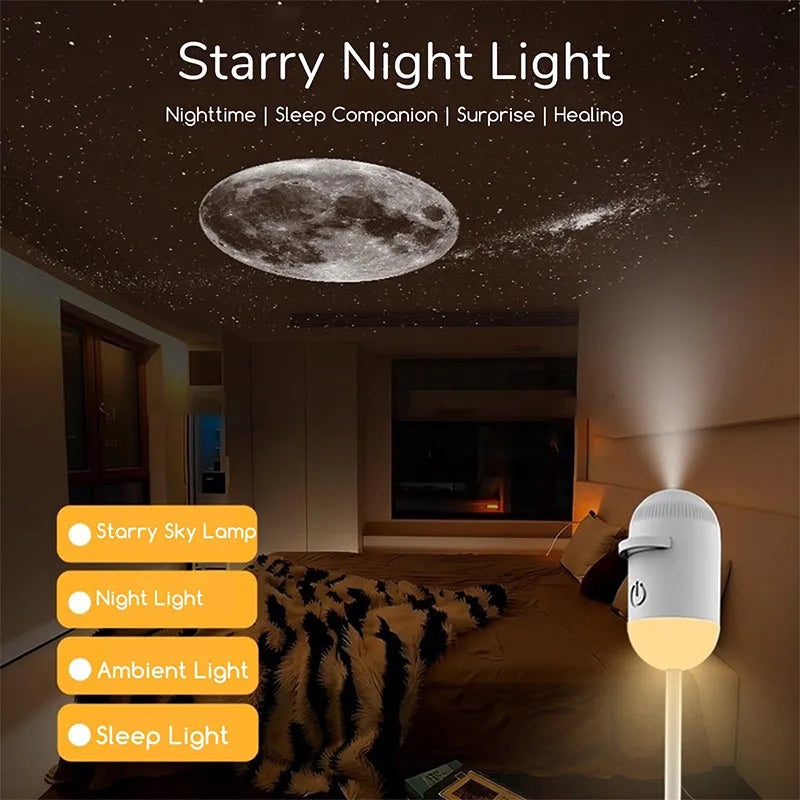 projecteur d'étoiles veilleuse étoilée diapositives galactiques planètes lumière ambiance chambre moderne minimaliste interrupteur câble