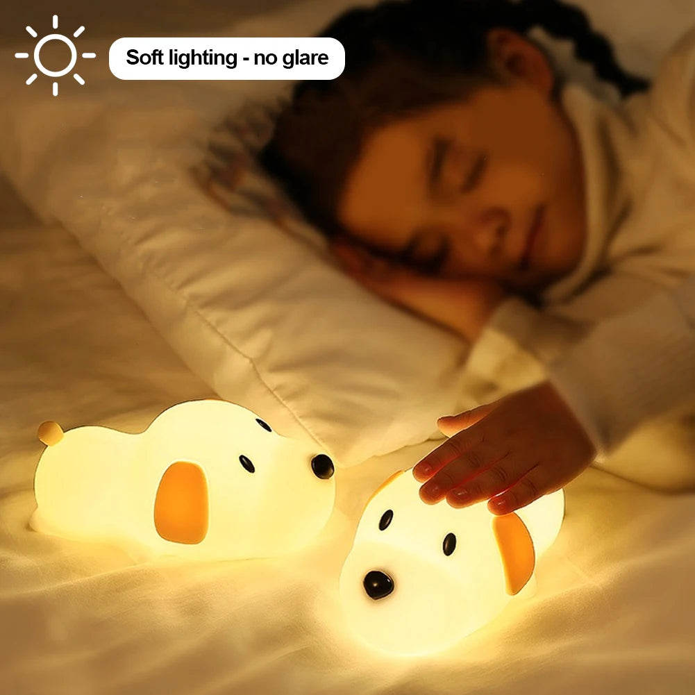 lampe table silicone chien led blanc orange noir moderne tactile couleur enfants