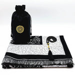 tapis prière ornements floraux rouge gris noir pochette prière traditionnel résistant lavage main İslam