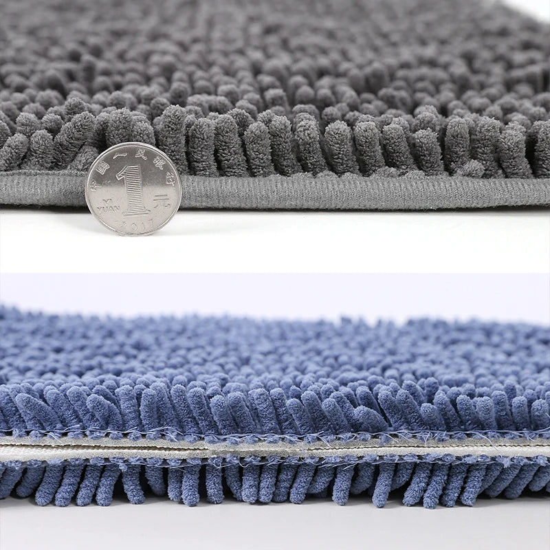 tapis bain polyester antidérapant gris vert bleu moderne bouclé 40x60cm cuisine salle bain prière