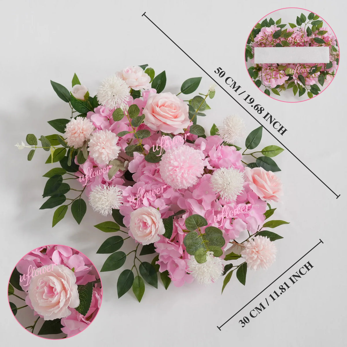 guirlande florale artificielle moderne décoration mariage anniversaire fête extérieure roses blanches vertes