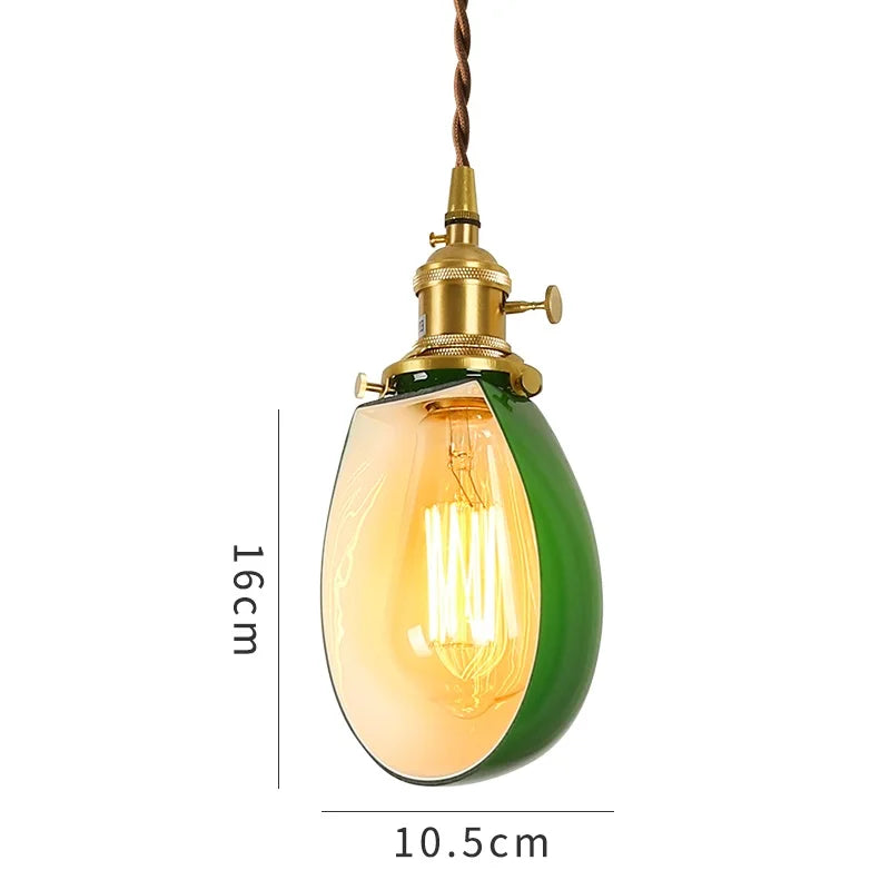 lampe suspendue vintage vert ombre matériau pierre verre 25cm ajustable 200cm autonomie e27