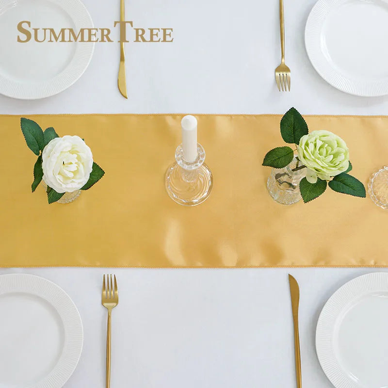 chemin table satin uni moderne décoration mariage fête salle manger luxe