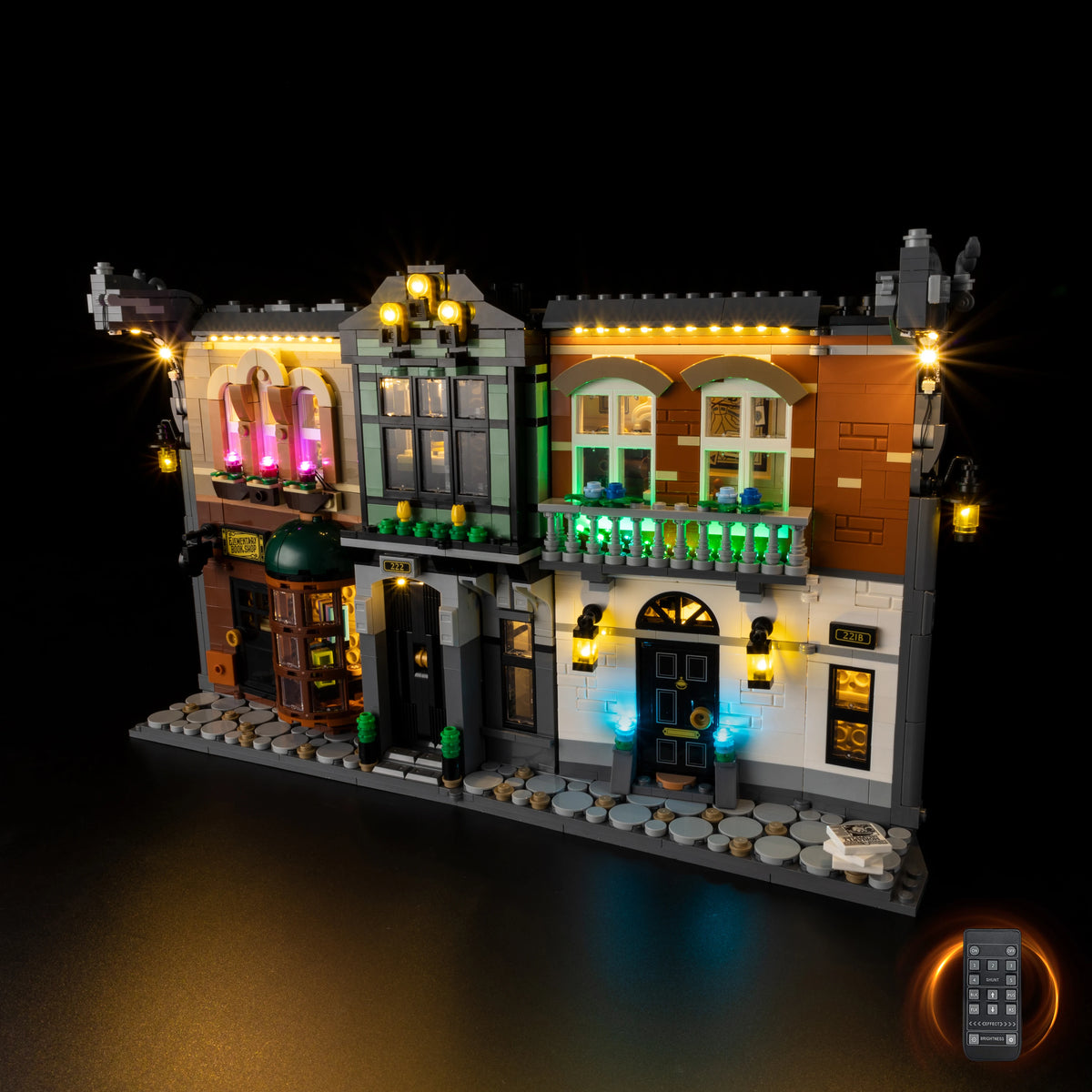 miniature building vert gris marron noir classique fenêtres portes balcons đèn led clips architectural