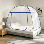 filet anti moustiques blanc bleu moderne pliable lit camping voyage transparent ventilation clips included