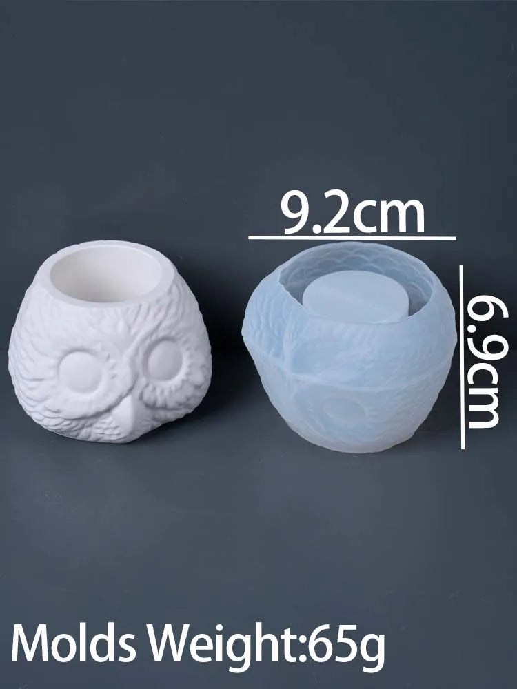 silicone moule chouette bougie plante deco intérieur artisanal blanc terre cuite plumes rustique bohème