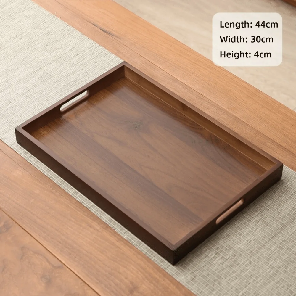 plateau carré bois marron foncé minimaliste poignées service présentation maison rustic