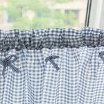rideau gingham semi transparent vintage rustique salon polyester blanc noir bleu rouge