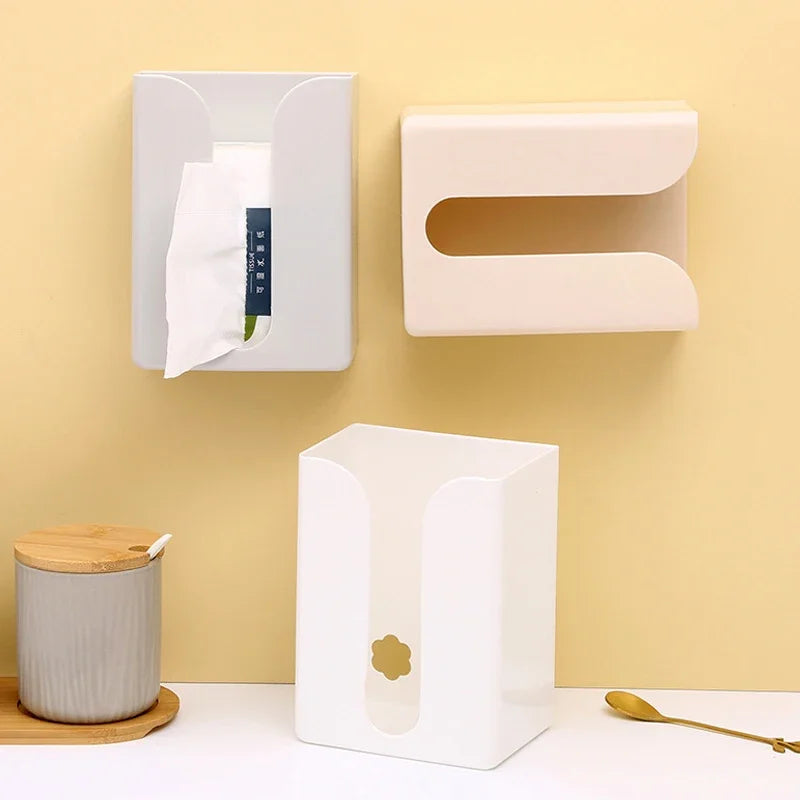 distributeur serviettes papier adhésif moderne blanc simple sans poinçon porte mouchoirs rond minimaliste