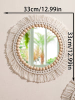 miroir boho macramé franges chambre salon décoration murale artisanale blanc beige