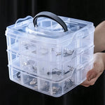 boîte rangement plastique transparente multi compartiments poignée bijoux jouets accessoires maison