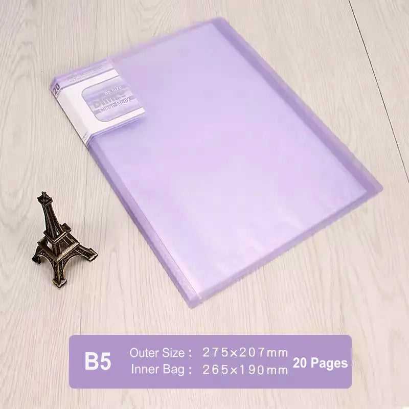 classeur transparent pvc a5 b5 organiseur documents scolaire scolaire moderne violet