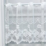 rideau blanc dentelle fleurs transparent classique romantique bordure dentelée polyester fenêtre chambre salon