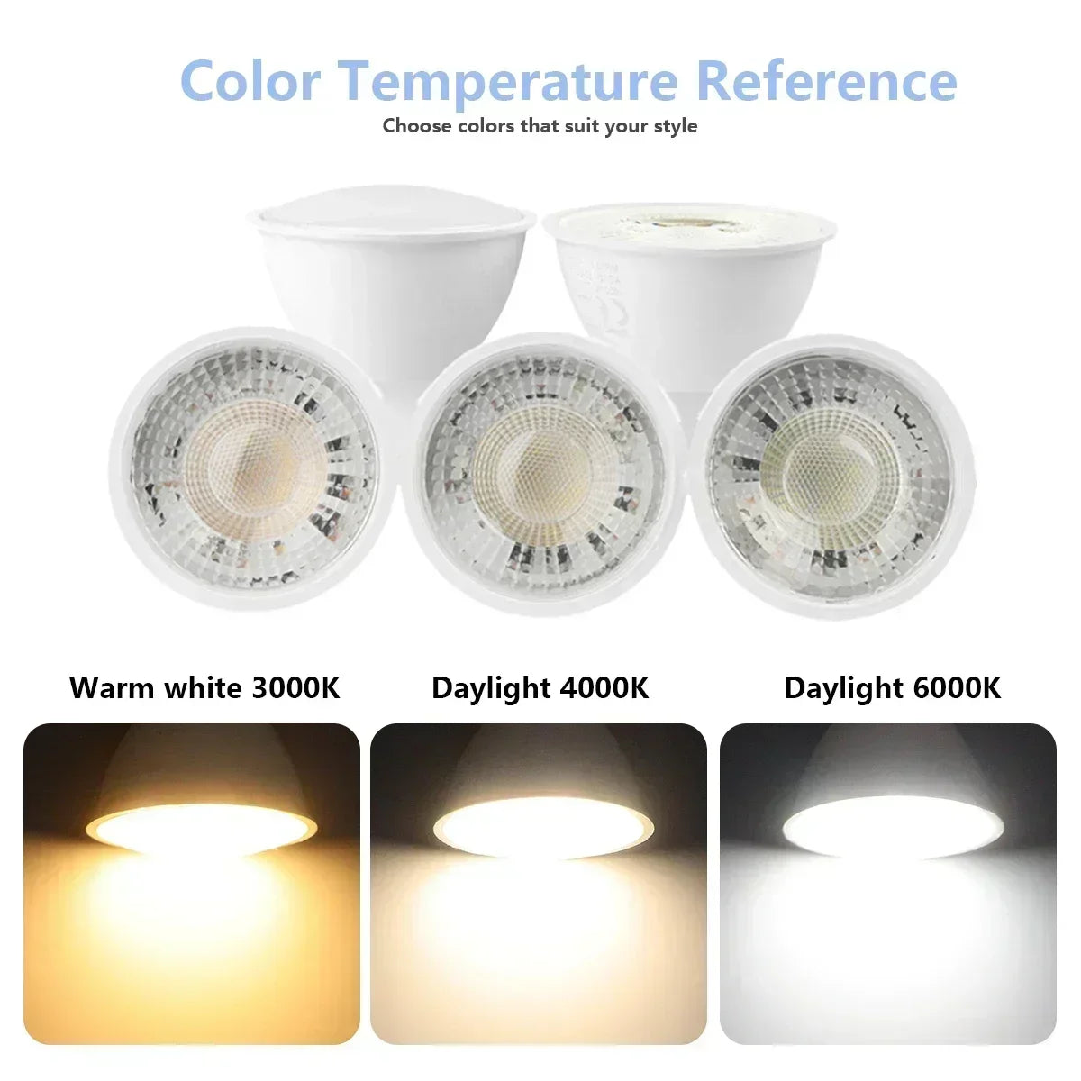 projecteur led gu10 9w blanc moderne 120 degrés 3000k 4000k 6000k transparent salon