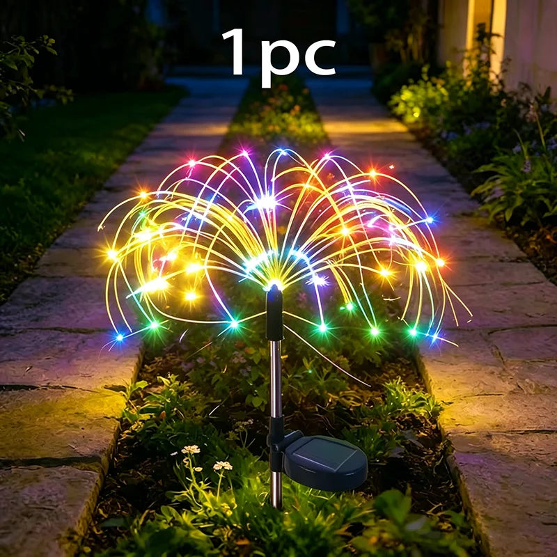 lumières solaires feux d'artifice multicolores modernes extérieur autoinstallables scintillantes vacances led jardin