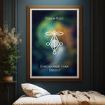 Affiche promotionnelle pour la pratique de la technique Reiki fusion, permettant de synchroniser l'énergie du corps.