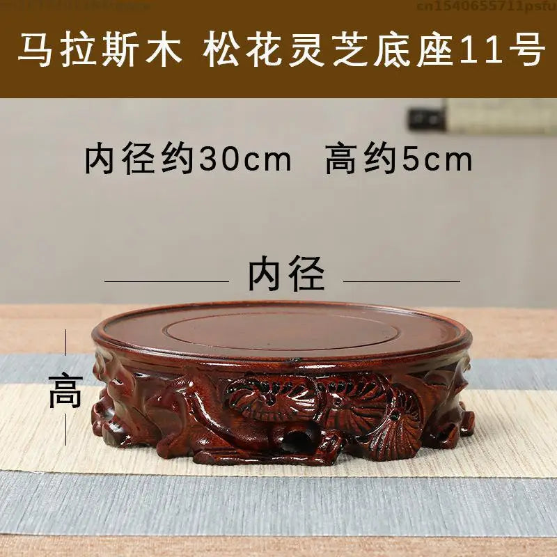 support décoratif bois massif sculpté vase pot fleur objet ancien