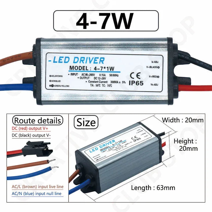 driver led étanche ip65 gris métallique plat industriel câbles couleur tension ip65 120v 240v