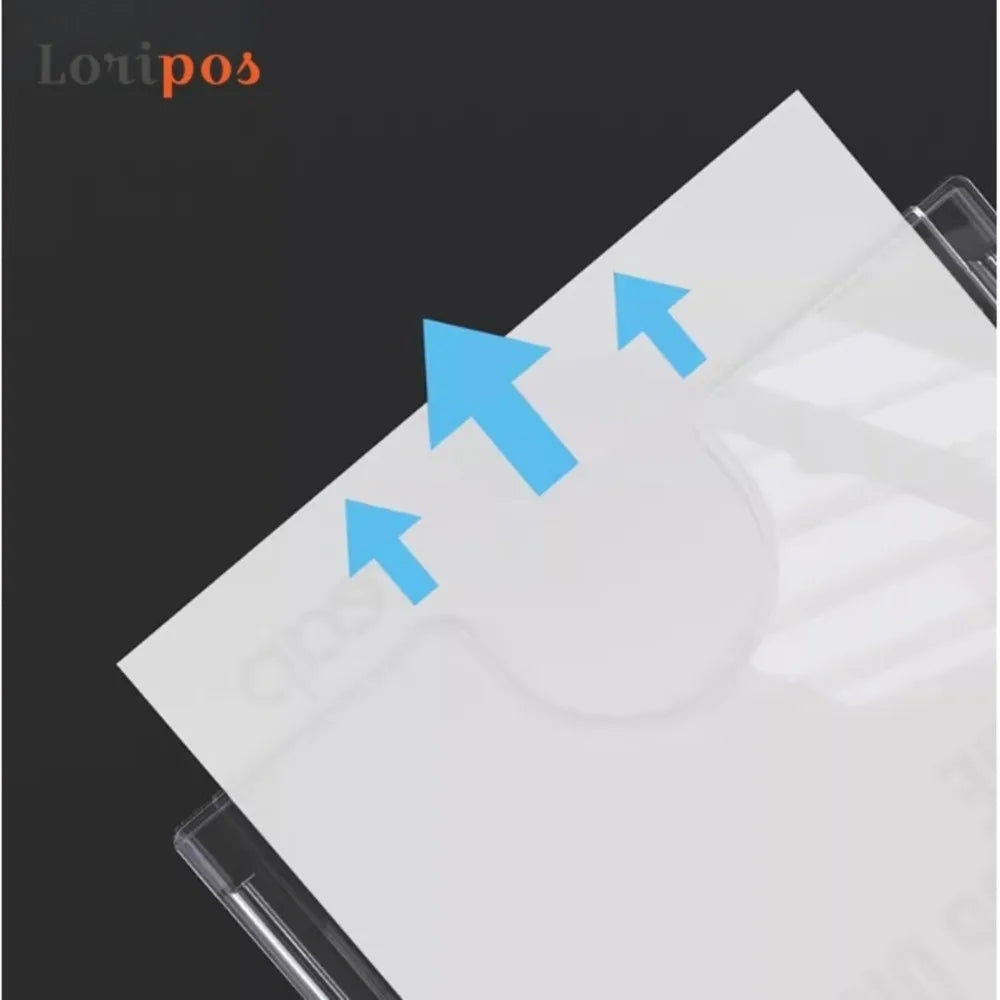 présentoirs documents transparents moderne certificats diplômes base stable flèches bleues insertion facile A4 horizontal