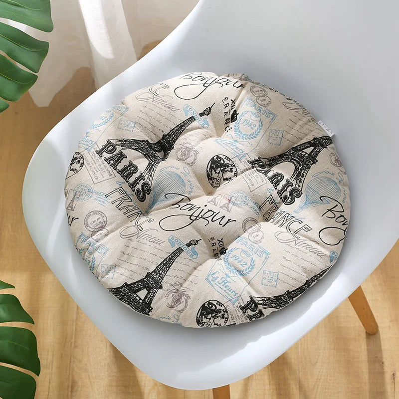 coussin chaise rond confortable mousse polyestère motif géométrique repas siège maison