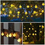 guirlande lumineuse solaire led globes cristal lumière chaude extérieure jardin patio festif