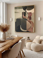 tableau abstrait géométrique moderne minimaliste beige gris rose noir blanc