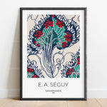 L'image présente une œuvre d'art abstraite et colorée avec des motifs floraux et végétaux, créée par l'artiste E.A. Séguy en 1914, intitulée "Samarkande".