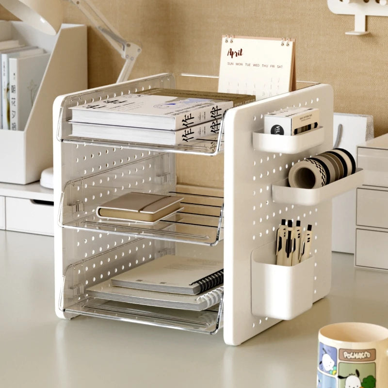 organisateur blanc perforé moderne étageries pliables multifonctionnel rangement école officesupply