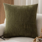 coussins décoratifs moderne vert olive beige coton polyester respectueux environnement fixations