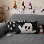 housses d'oreiller fantômes imprimées décoration halloween noires blanches adhésives maison hospitalières