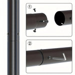 lampadaire solaire extérieur industriel fer noir divisé sections posable pied